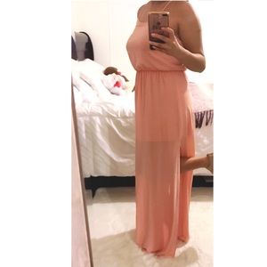 Maxi peach pink dress